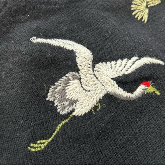 Lucky Brand Crane Embroidery Cottagecore Cardigan Lambswool Blend Soft Knit Sz S - Picture 11 of 12
